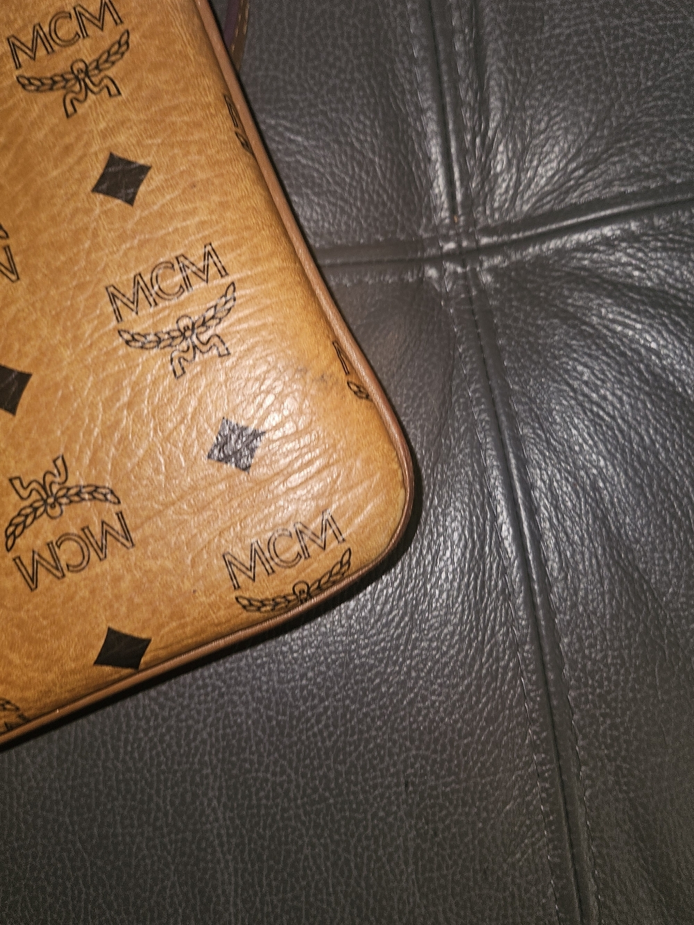 MCM Cognac Visetos Logo Tote W/ Pouch - Picture 12 of 12